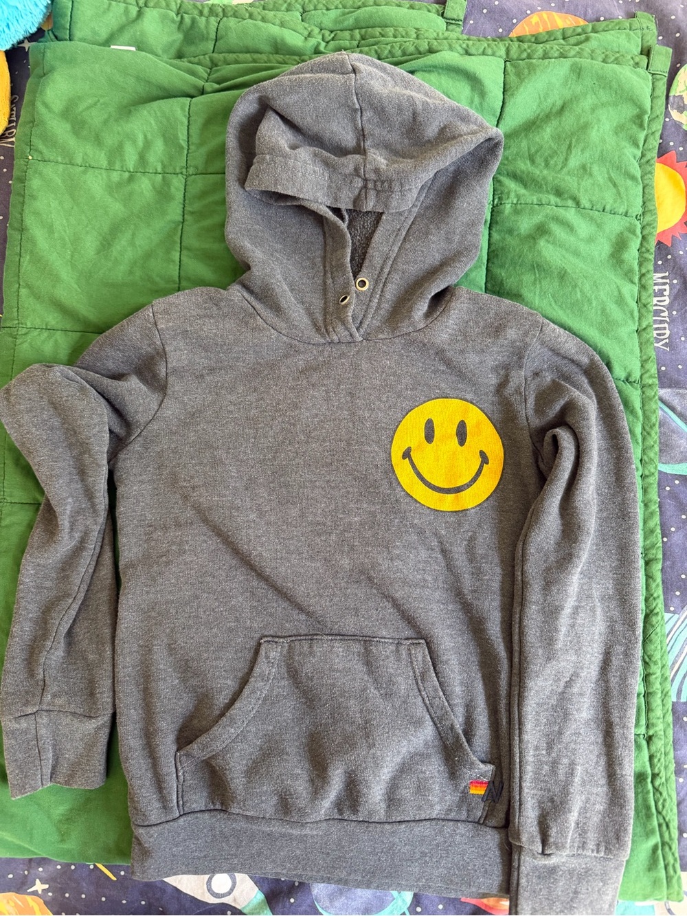 Aviator Nation Gray Pullover with Yellow Smiley Face